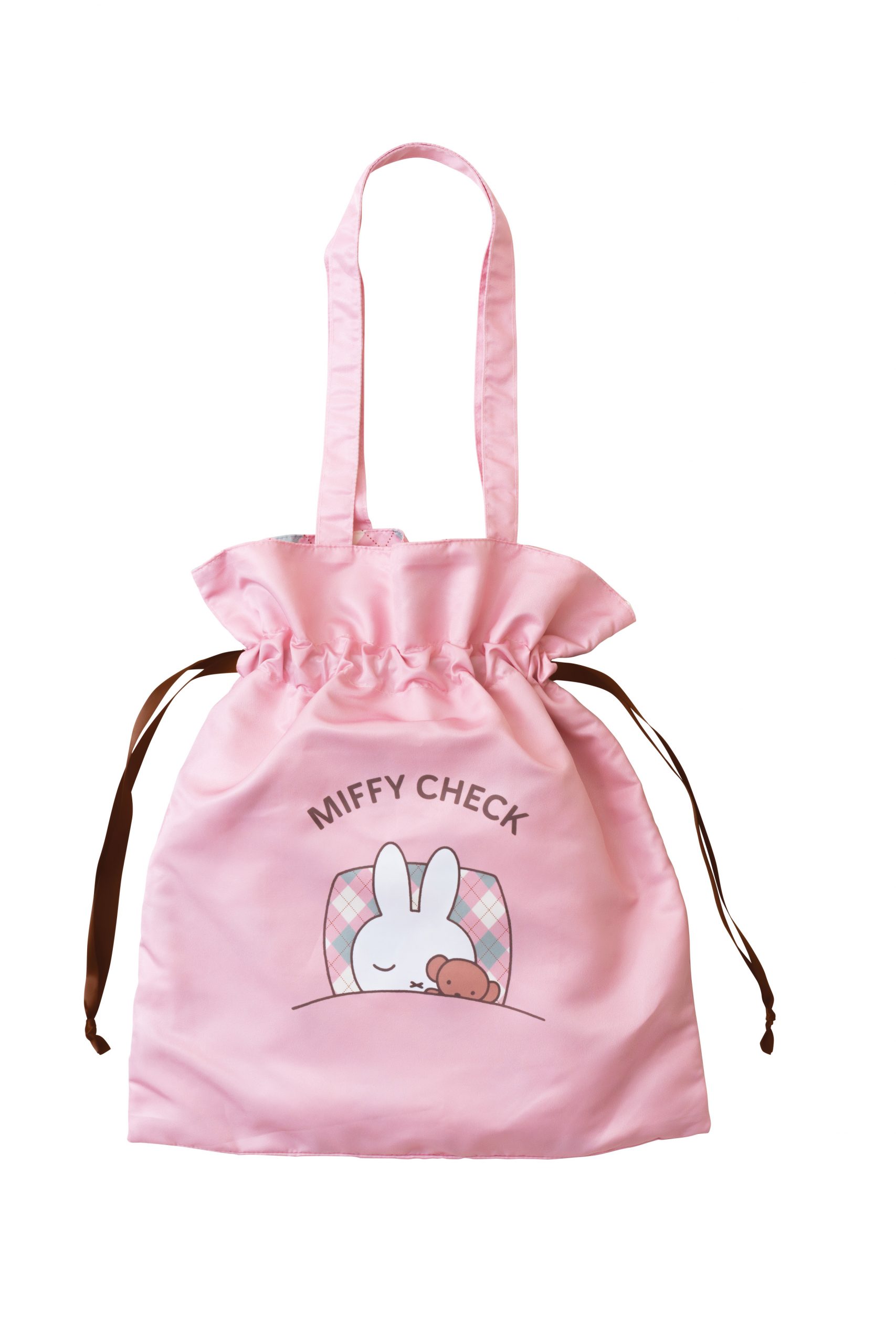 MIFFY CHECK ミッフィー　ワタナベ　巾着トートバッグ