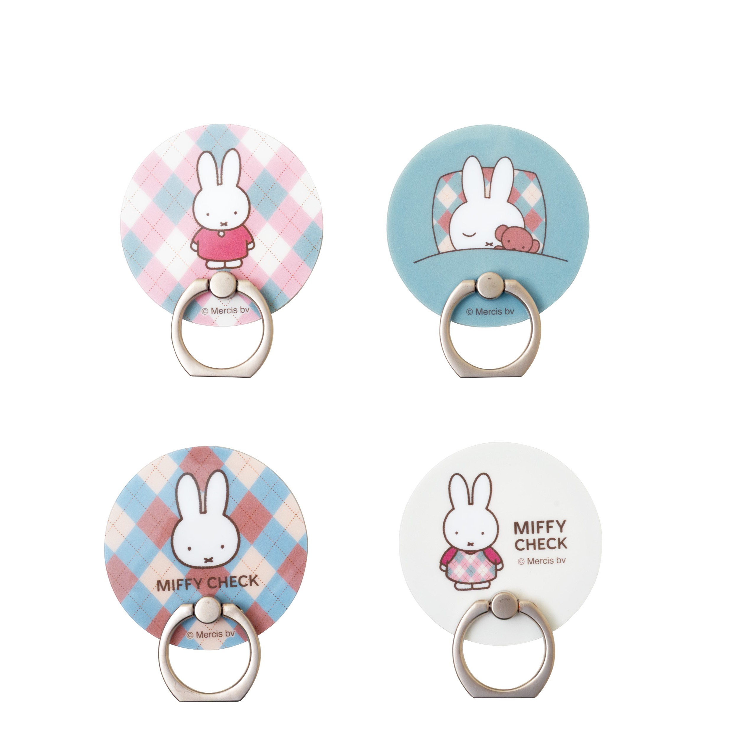 MIFFY CHECK マグネット スマホリング スタンド（レイ・アウト）