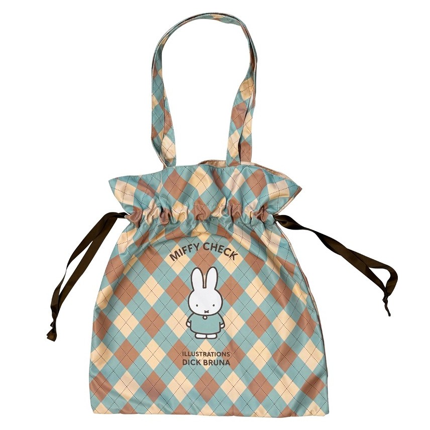 MIFFY CHECK ミッフィー　ワタナベ　巾着トートバッグ